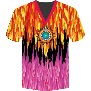 Compression V-Neck T-Shirt Pink/Orange Flames